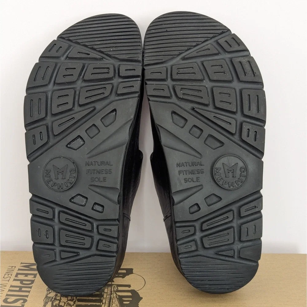 Mephisto Zach Fit Black Comfort Sandal Slide Gray Footbed Men's Size 37 EU